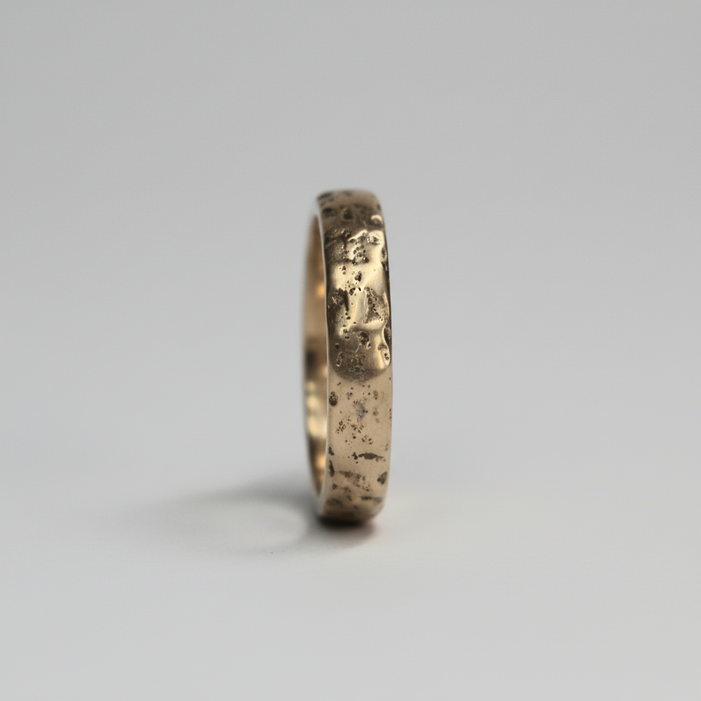 Gold hammered band - standing upright