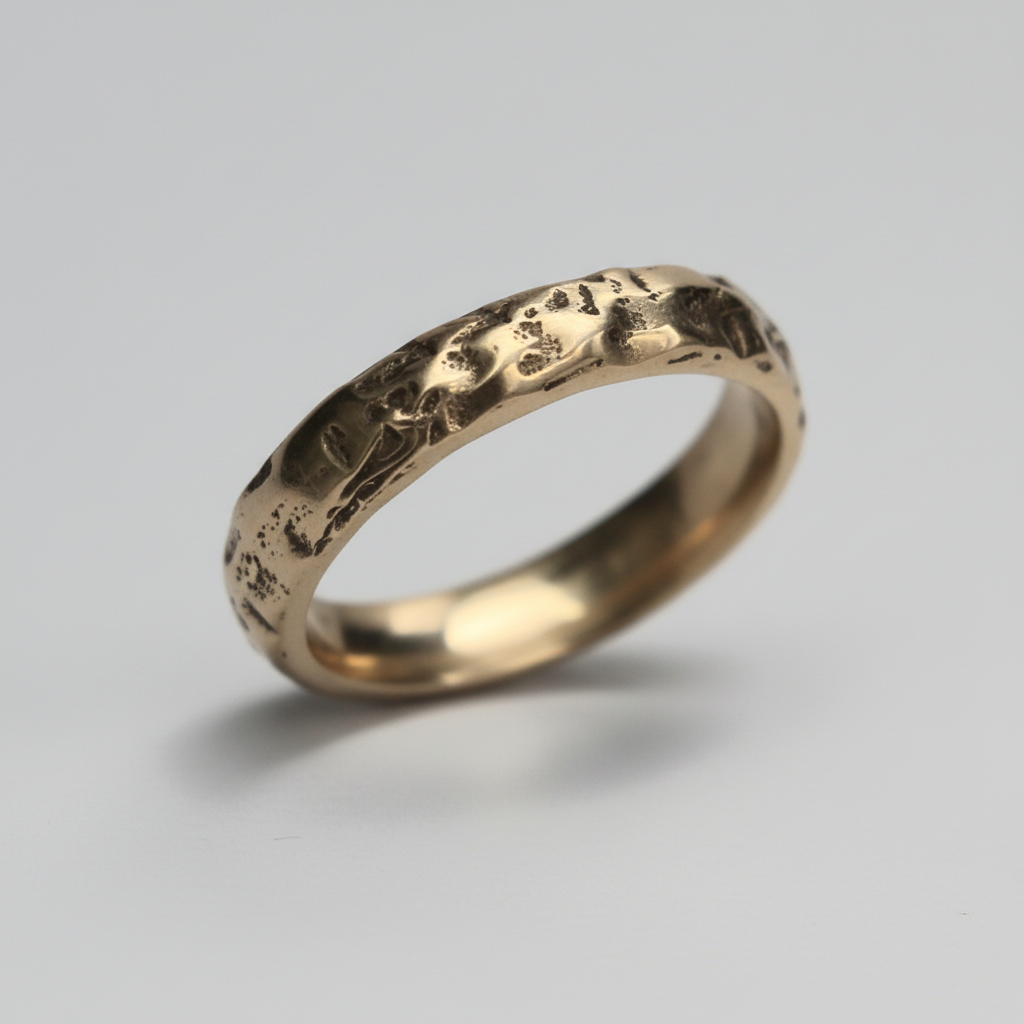 Gold hammered band - tilted