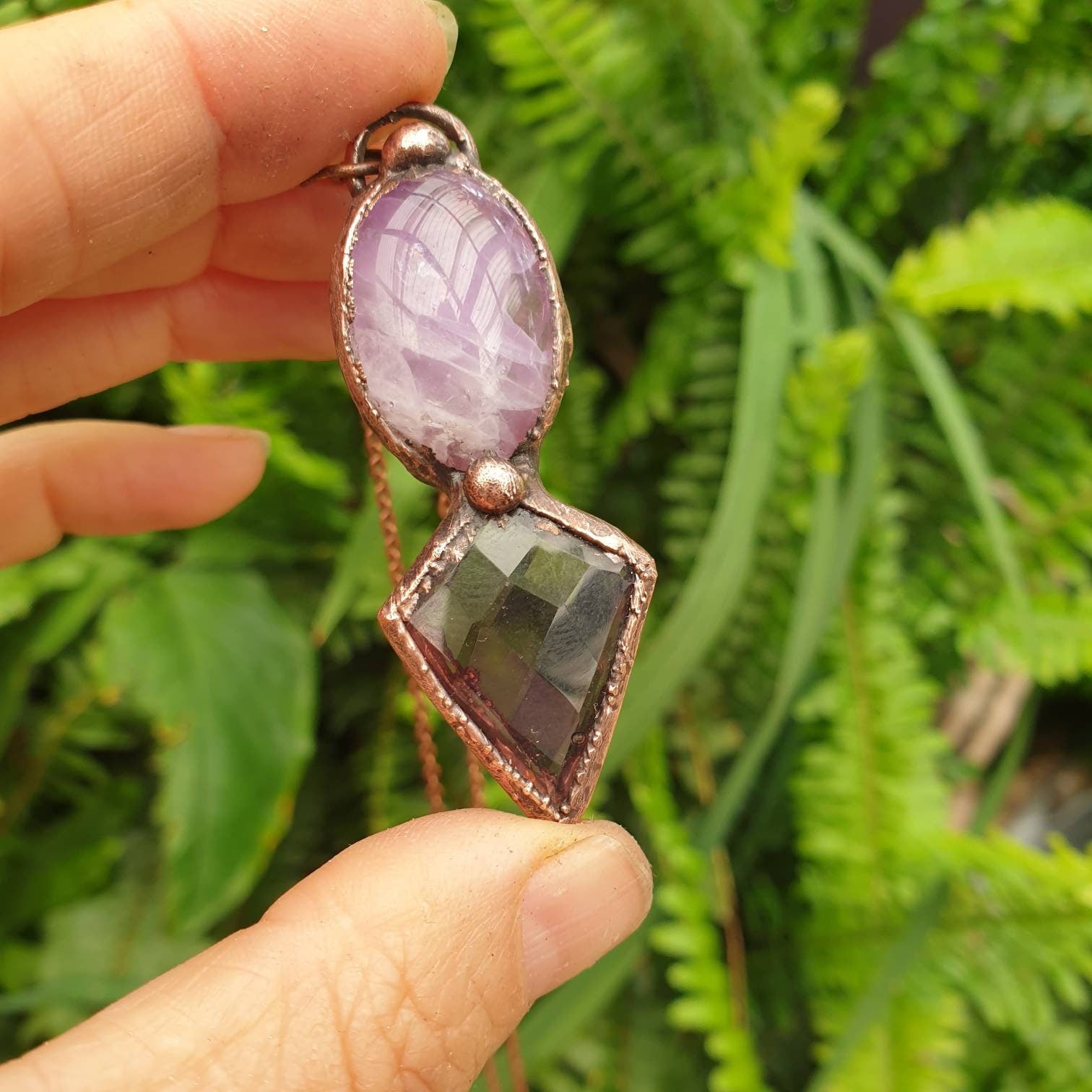 Copper Amethyst Necklace Pendant