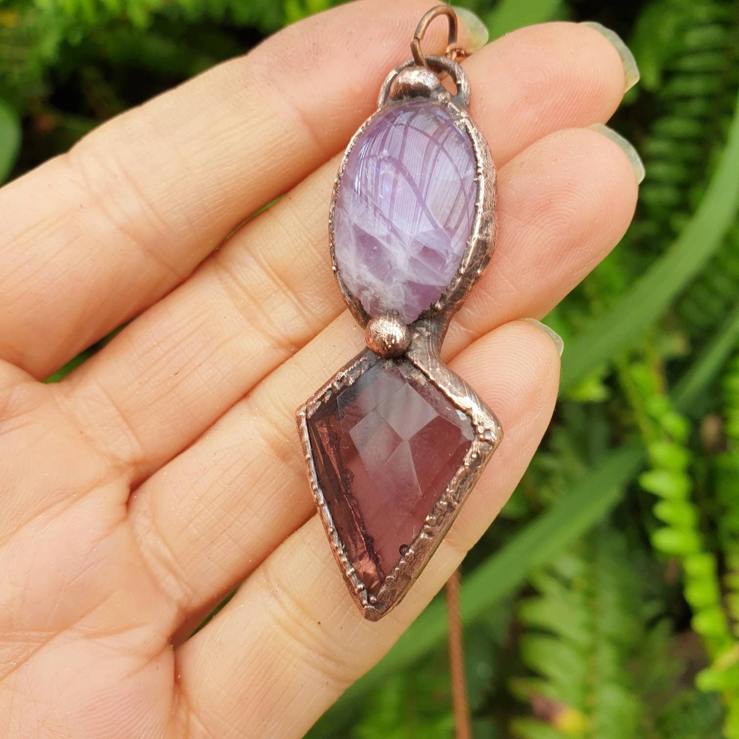 Copper Amethyst Necklace Pendant