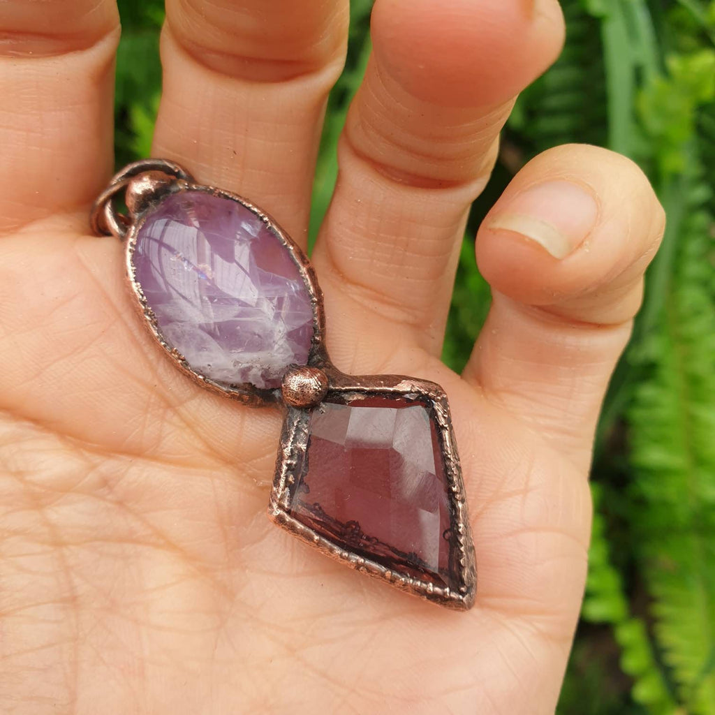 Copper Amethyst Necklace Pendant