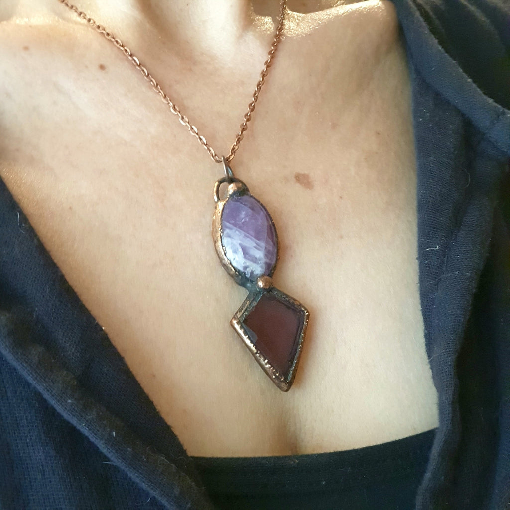 Copper Amethyst Necklace Pendant