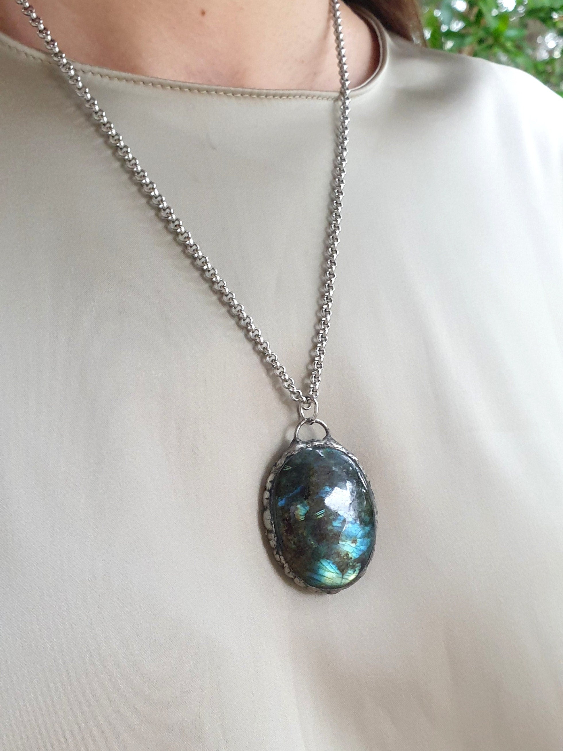 Labradorite silver Pendant Necklace