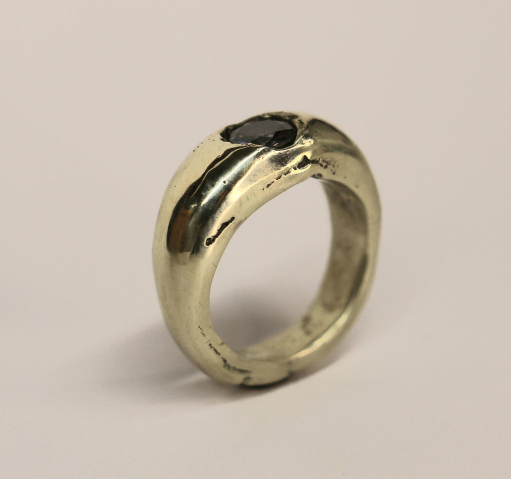 Dome ring with smokey quartz zirconia size 5.5