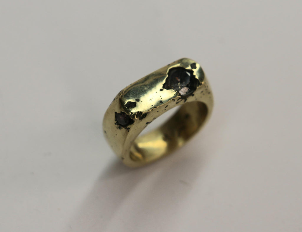 Brass Signet Ring with Zirconia size 6