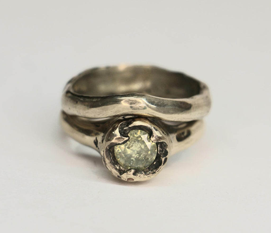 Organic silver ring with zirconia size 7