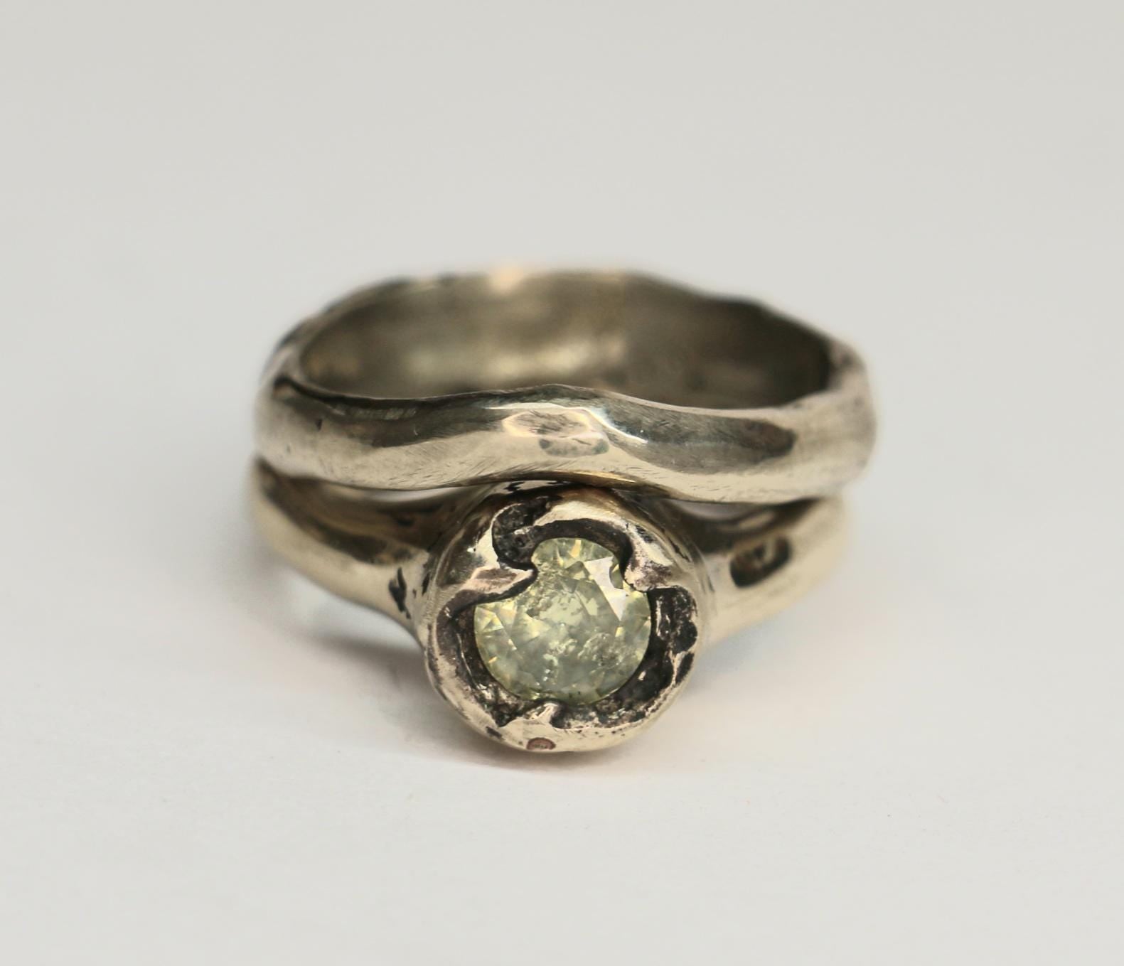 Organic silver ring with zirconia size 7