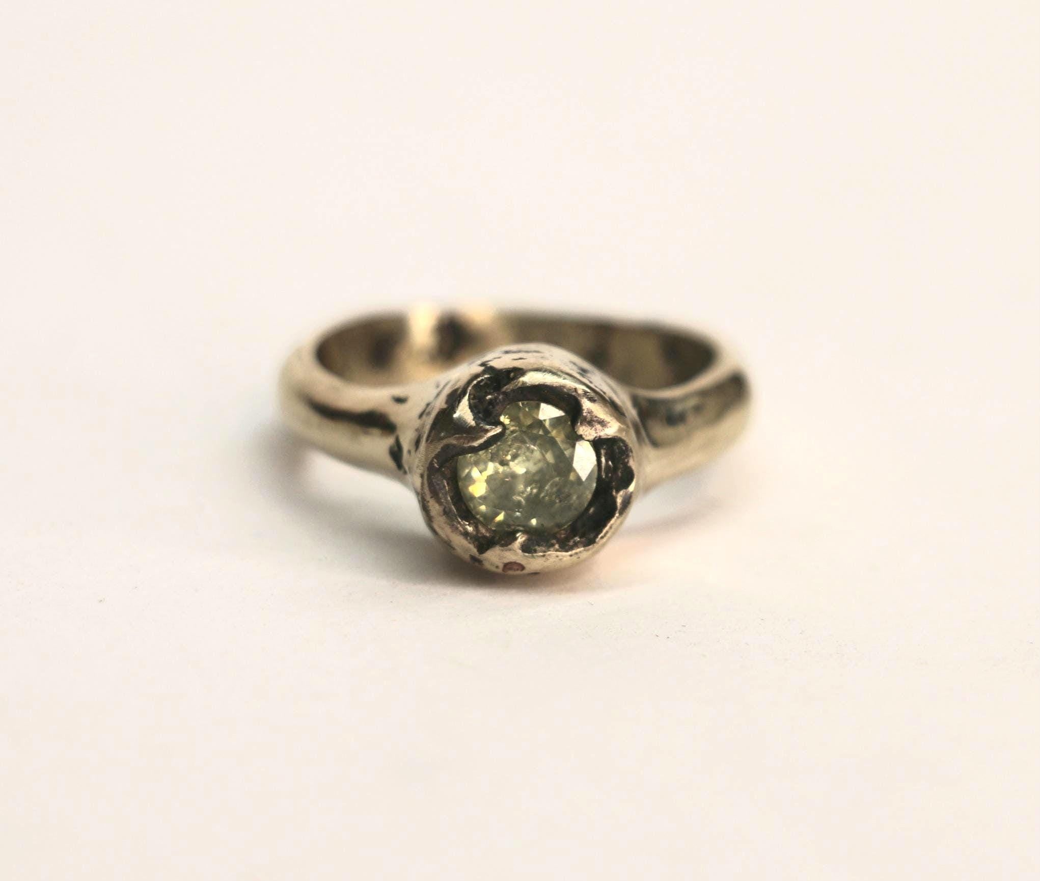 Organic silver ring with zirconia size 7