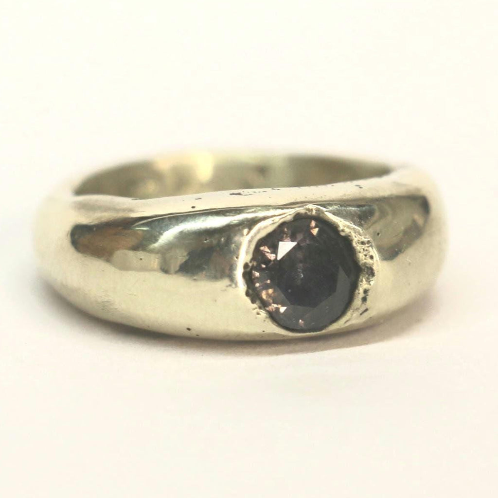 Dome ring with smokey quartz zirconia size 5.5