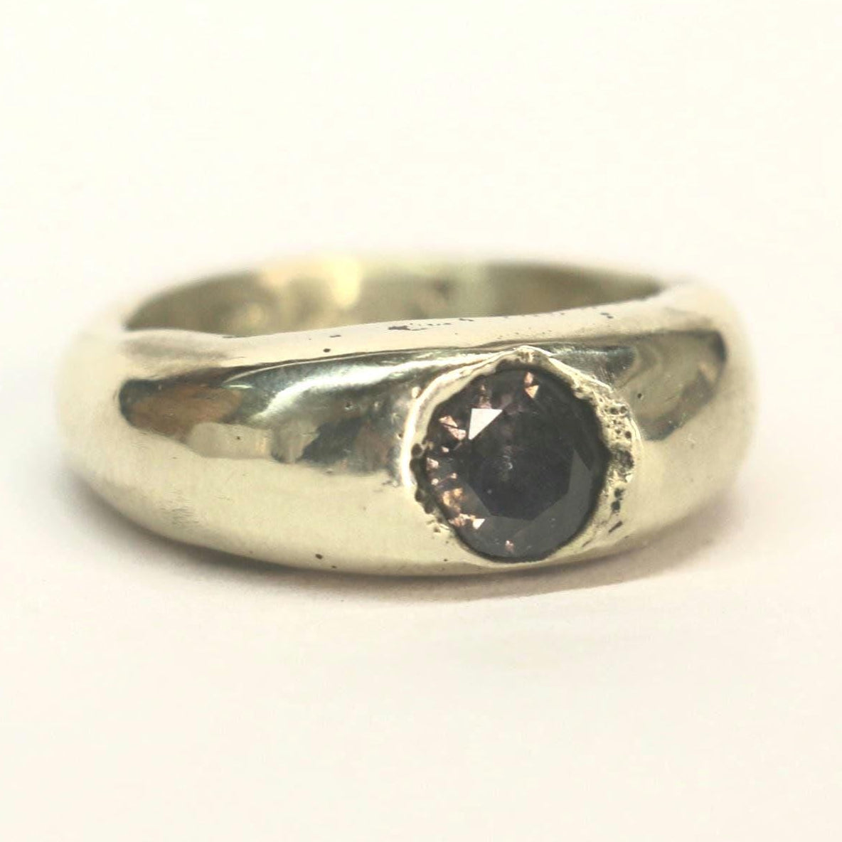 Dome ring with smokey quartz zirconia size 5.5
