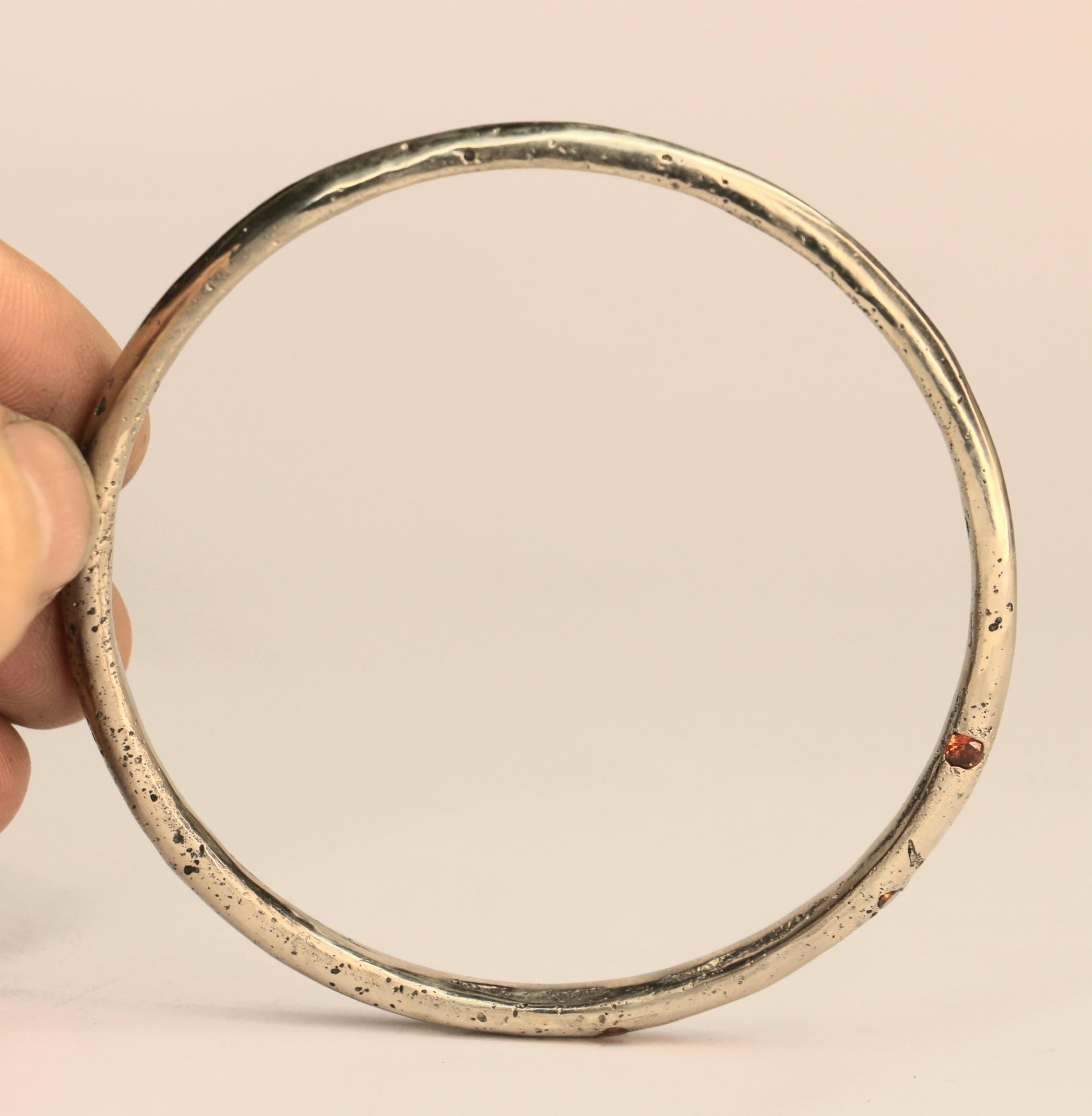handmade silver bangle with gemstones