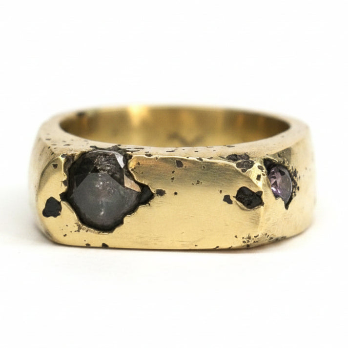 Brass Signet Ring with Zirconia size 6