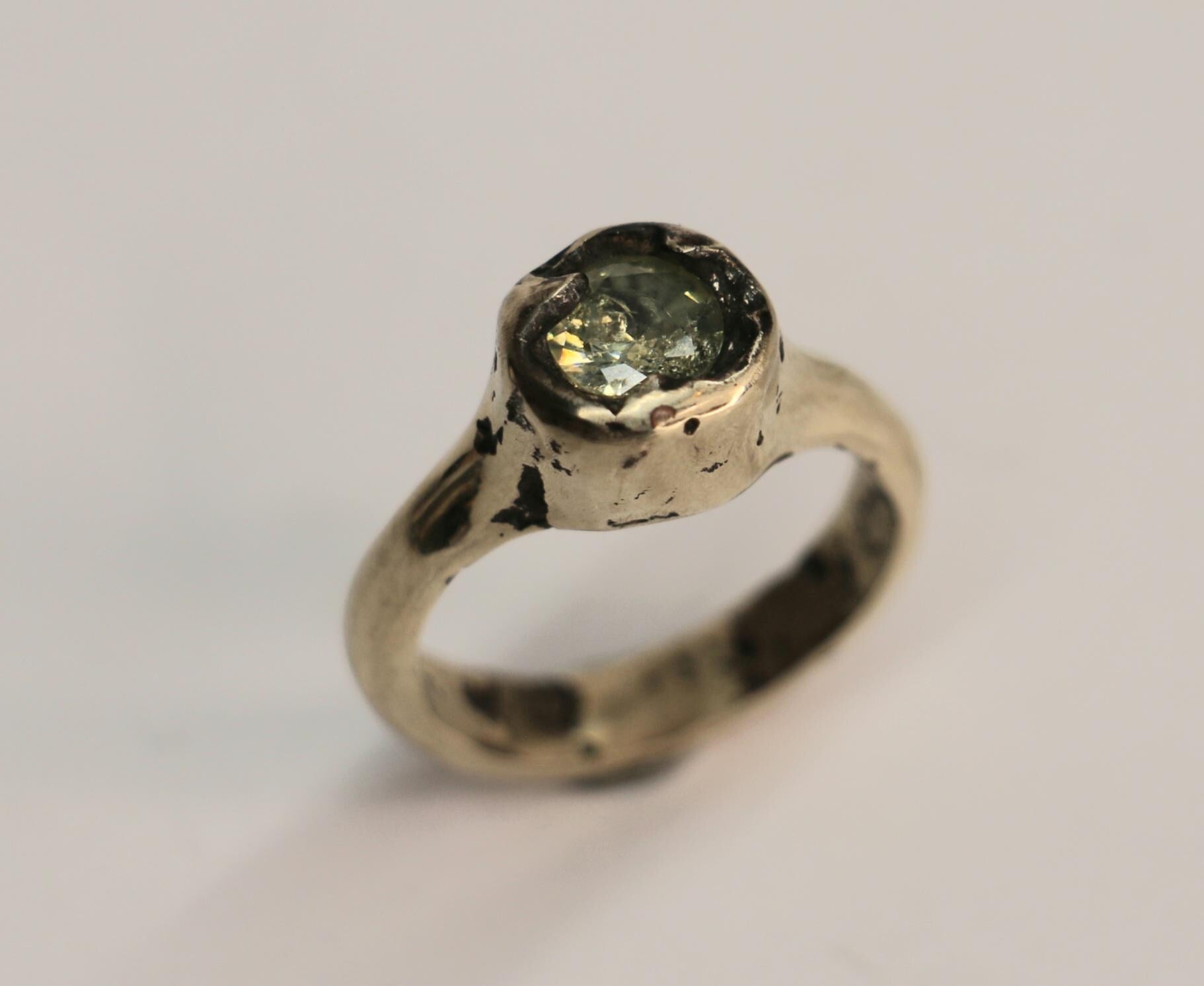 Organic silver ring with zirconia size 7