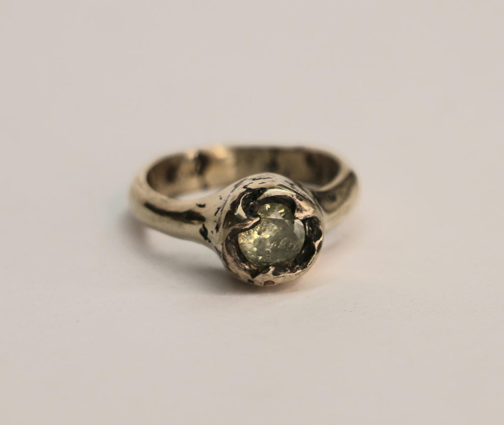 Organic silver ring with zirconia size 7