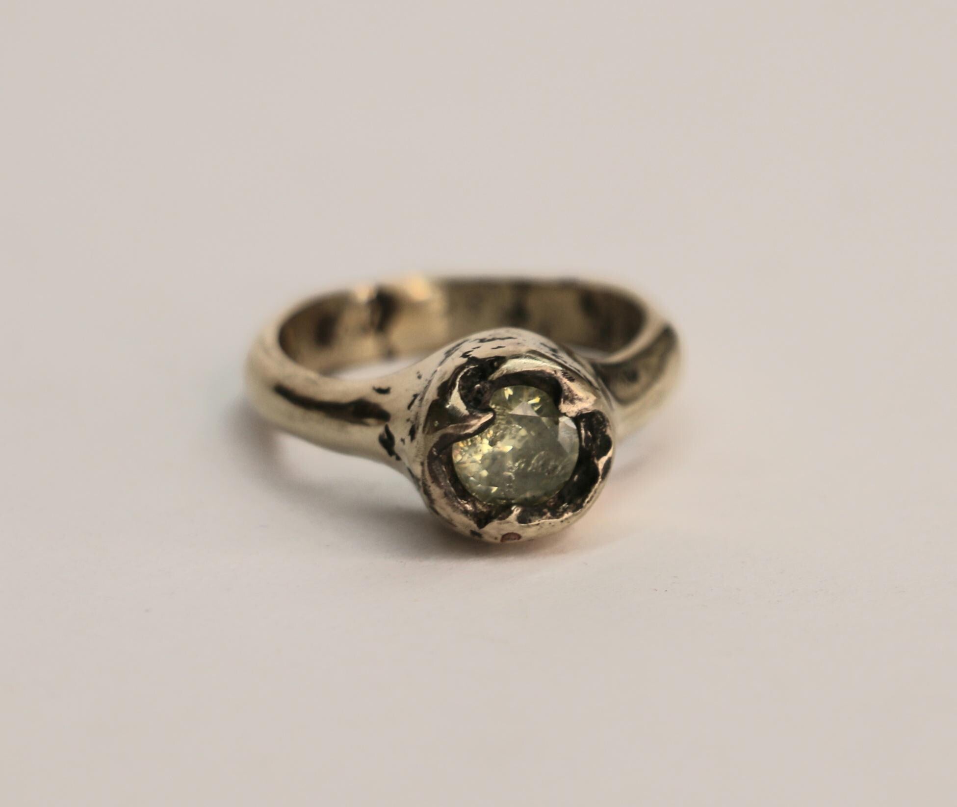 Organic silver ring with zirconia size 7