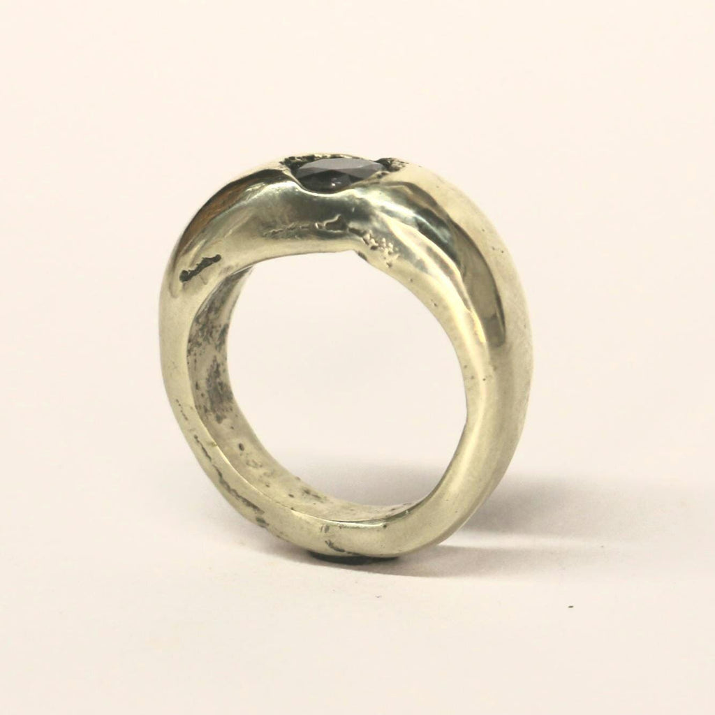 Dome ring with smokey quartz zirconia size 5.5