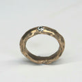 Covenant Ring 4.5US sandcast copper band rustic elegant stacking ring with moissanite