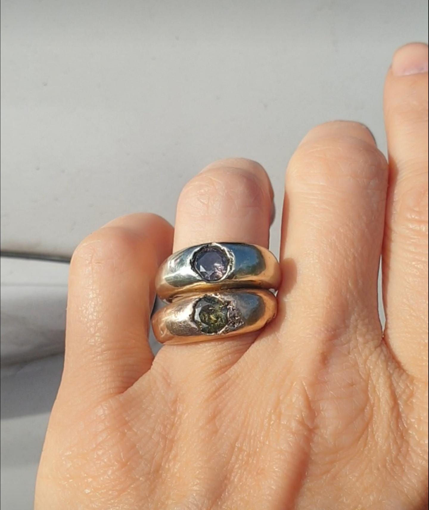 Dome ring with smokey quartz zirconia size 5.5