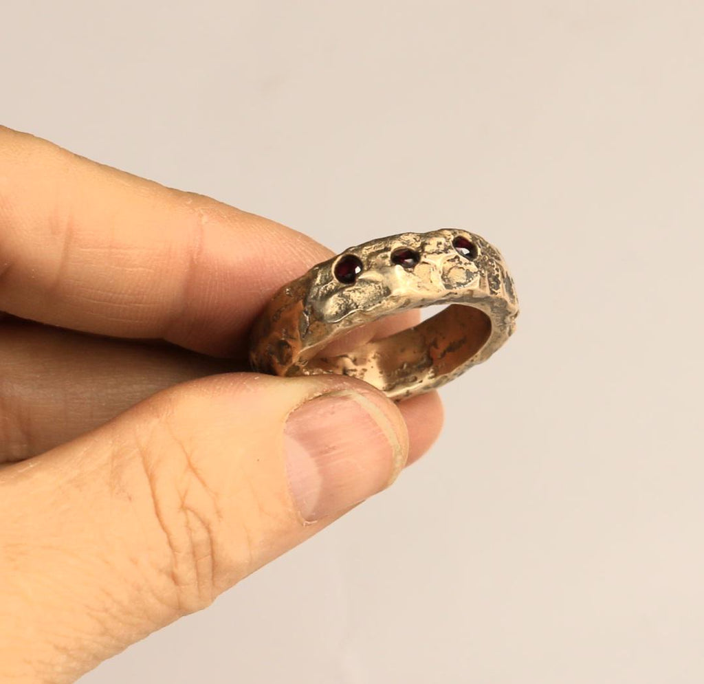 Bronze Nomad ring with Ruby Zircon Size 10