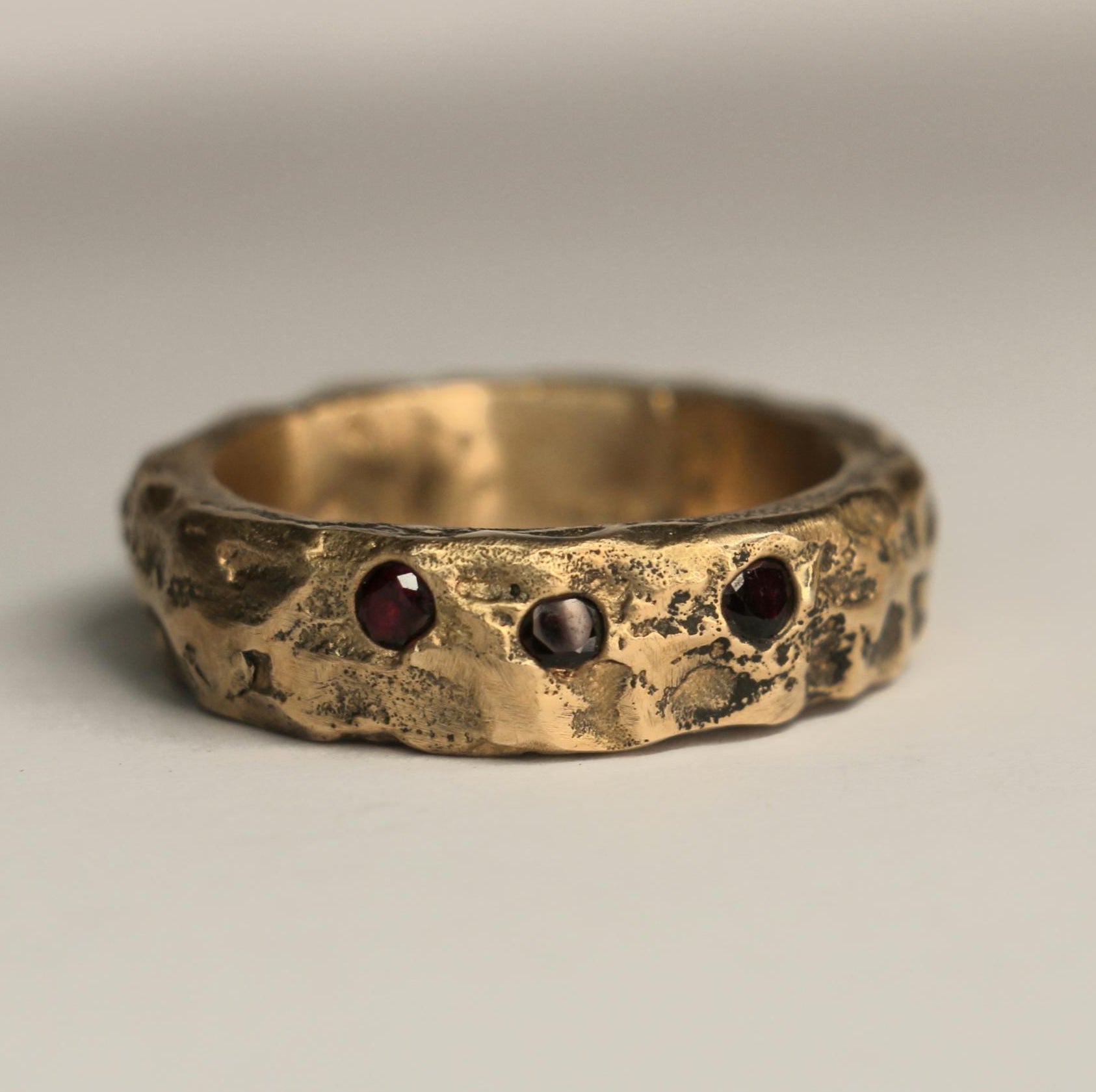 Bronze Nomad ring with Ruby Zircon Size 10