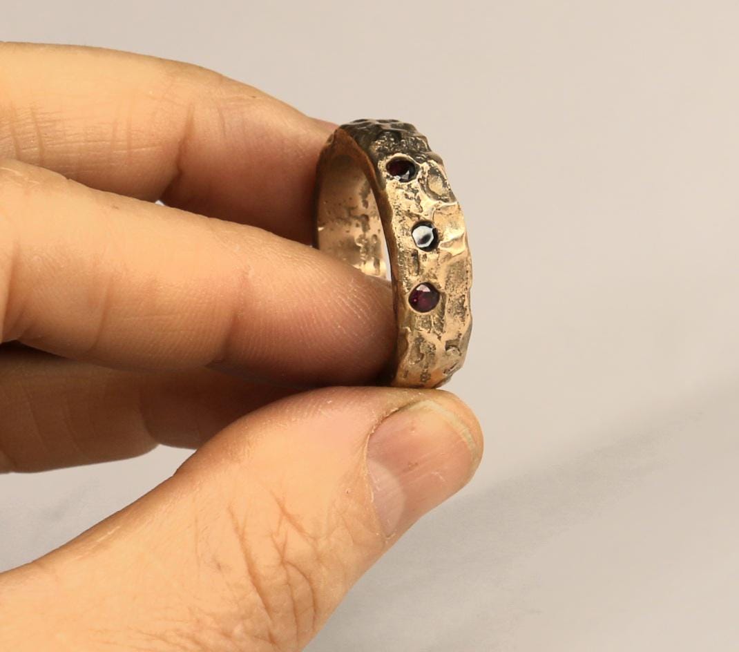 Bronze Nomad ring with Ruby Zircon Size 10