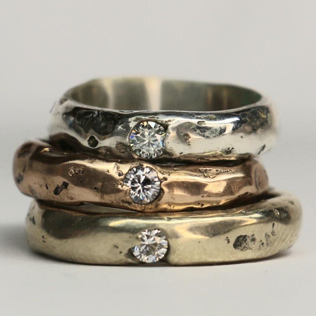 Molten ring with moissanite 3.8mm band
