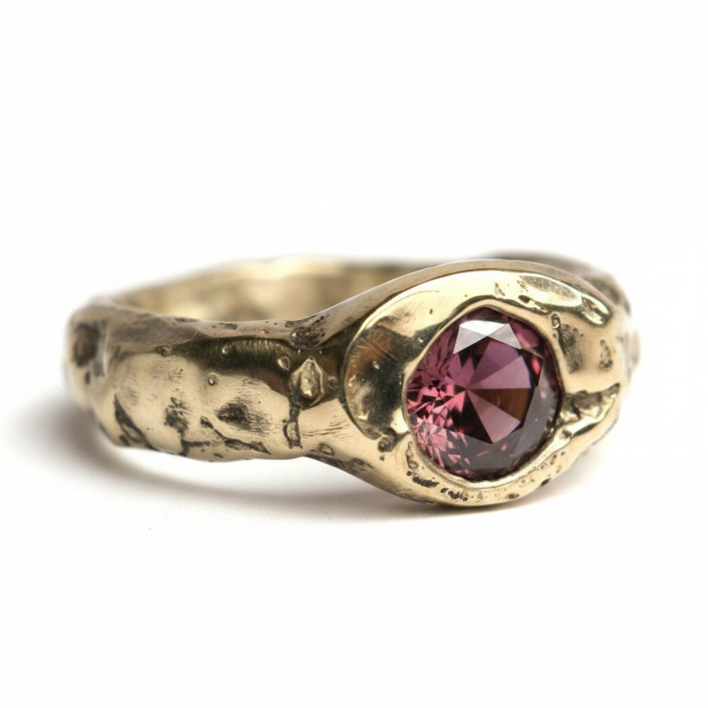 Organic Silver Ring with rose Quartz Size 5