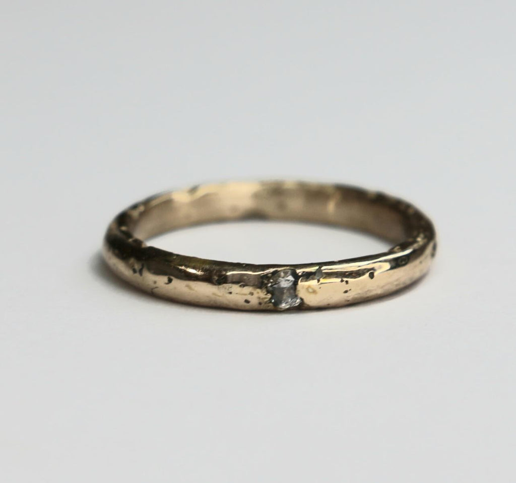 Covenant organic Ring with moissanite 3mm band