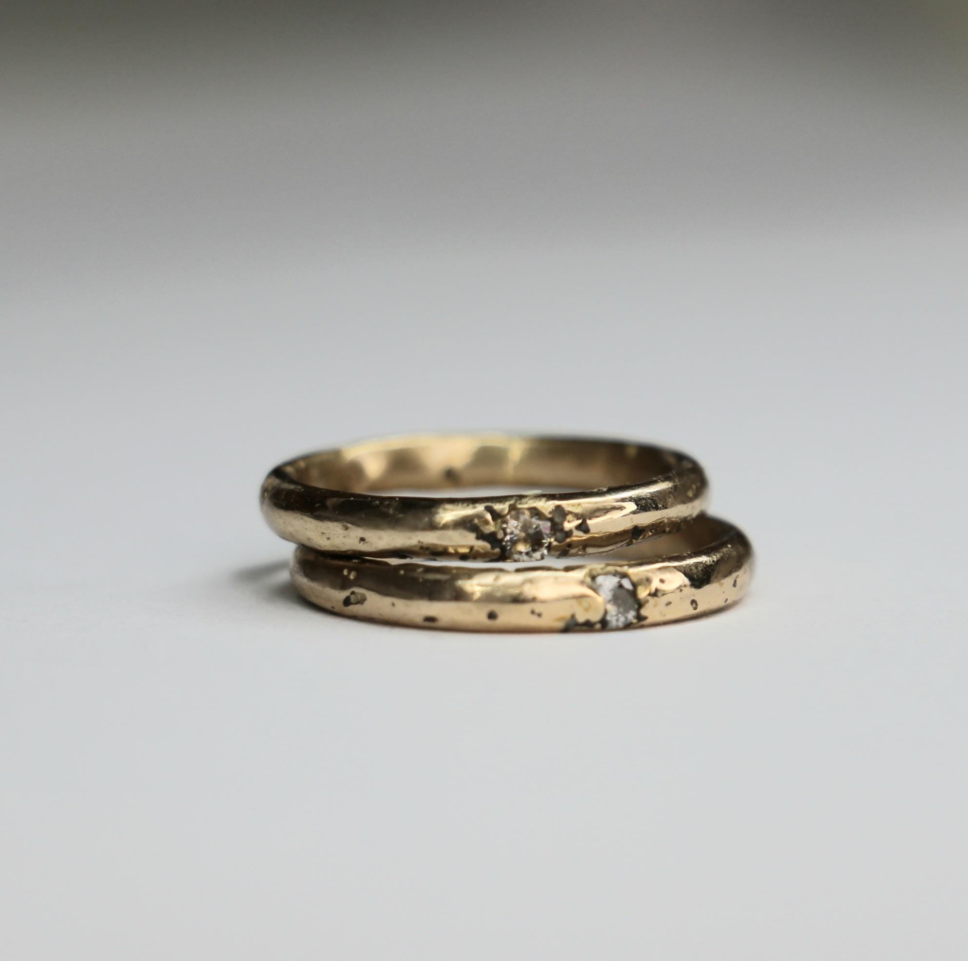 Covenant organic Ring with moissanite 3mm band
