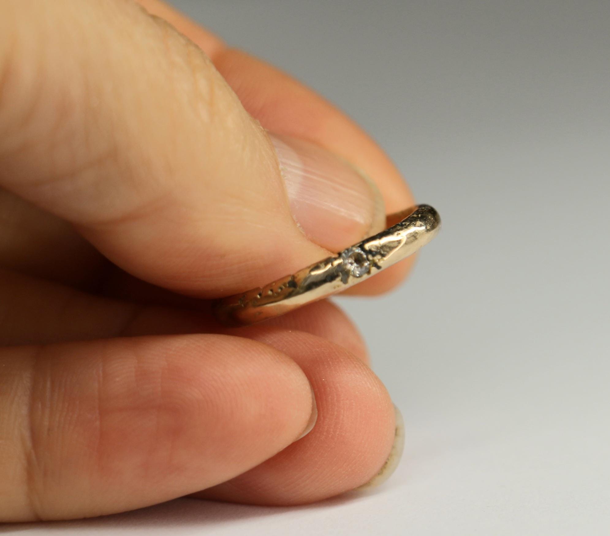 Covenant organic Ring with moissanite 3mm band