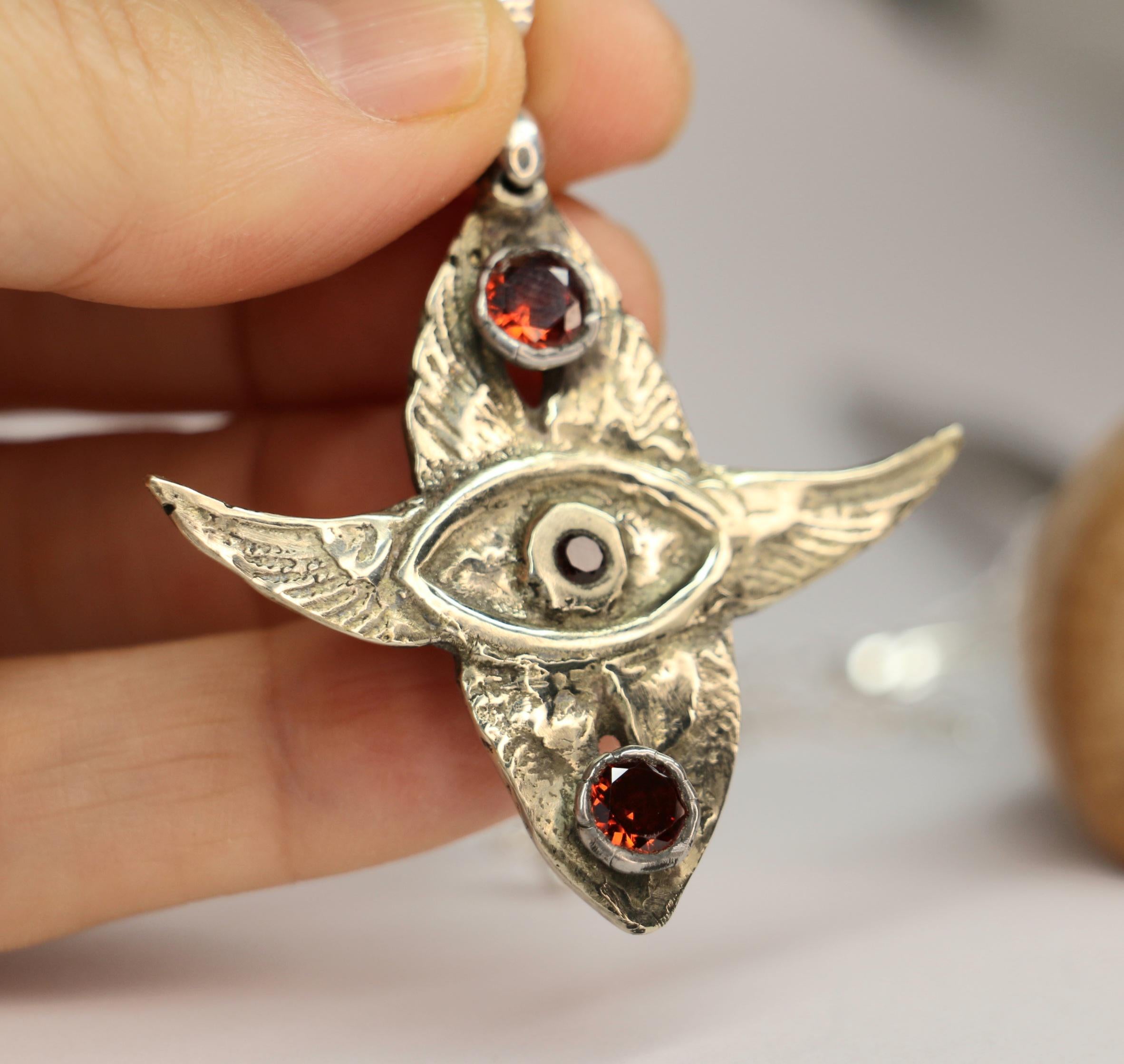 Seraphim bronze necklace with Garnet