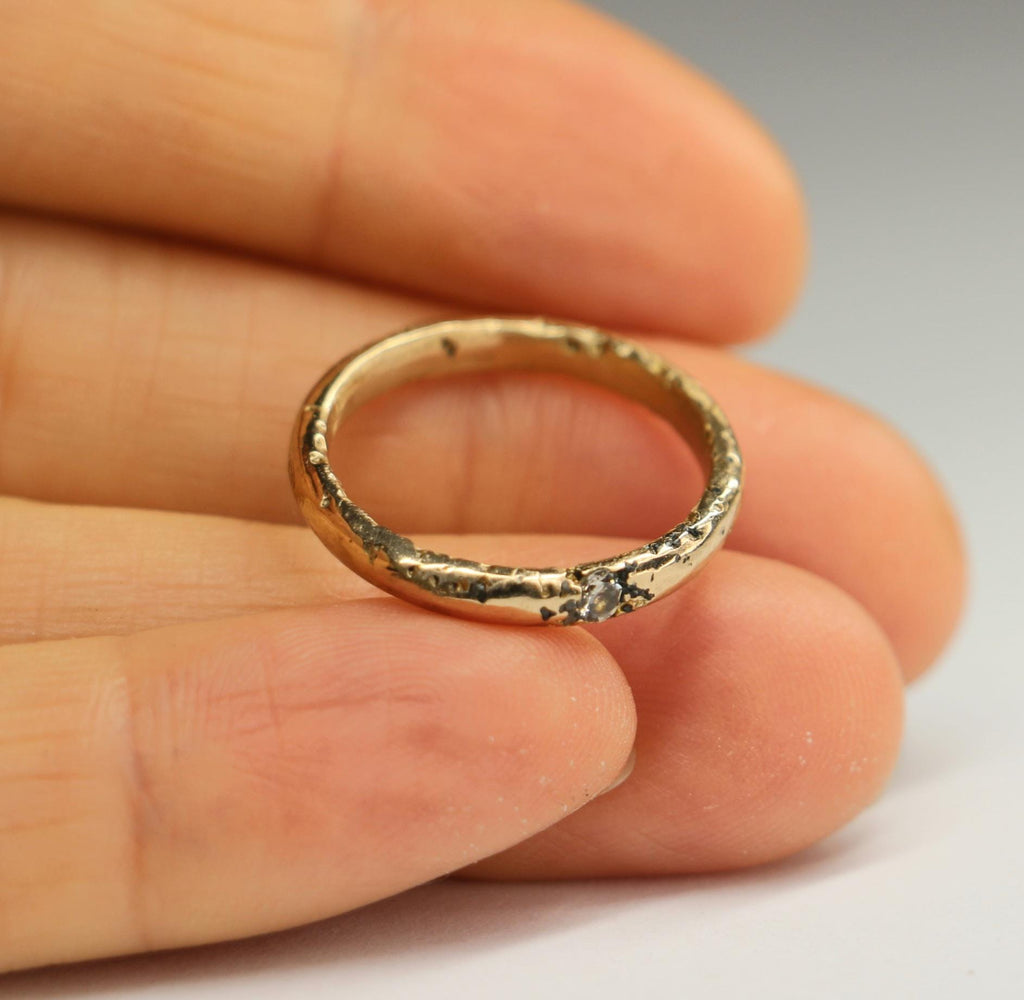 Bronze Ring with moissanite Size 6.5