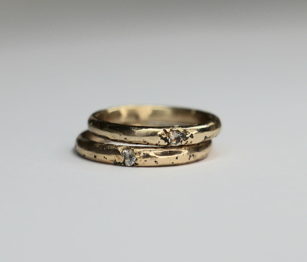 Bronze Ring with moissanite Size 6.5