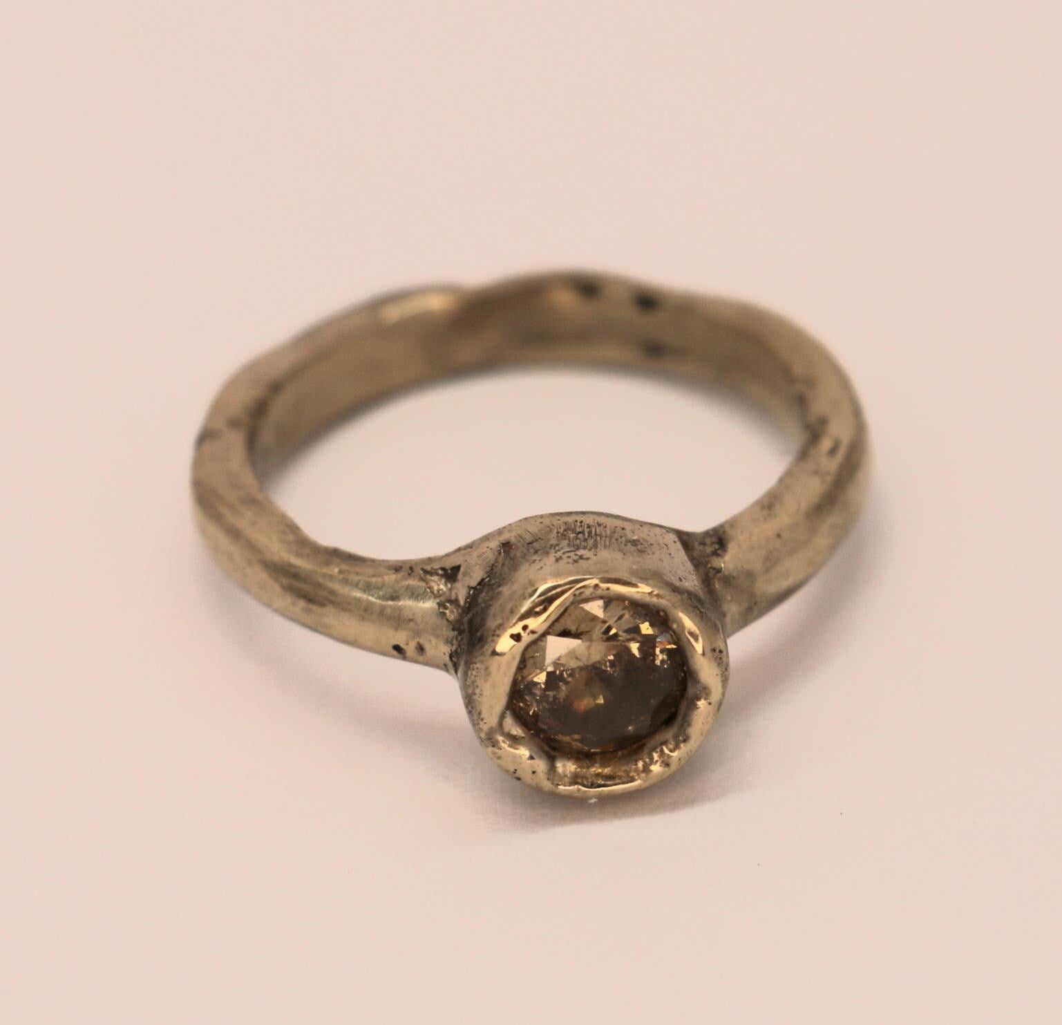 Classic bronze ring with gemstone size 7