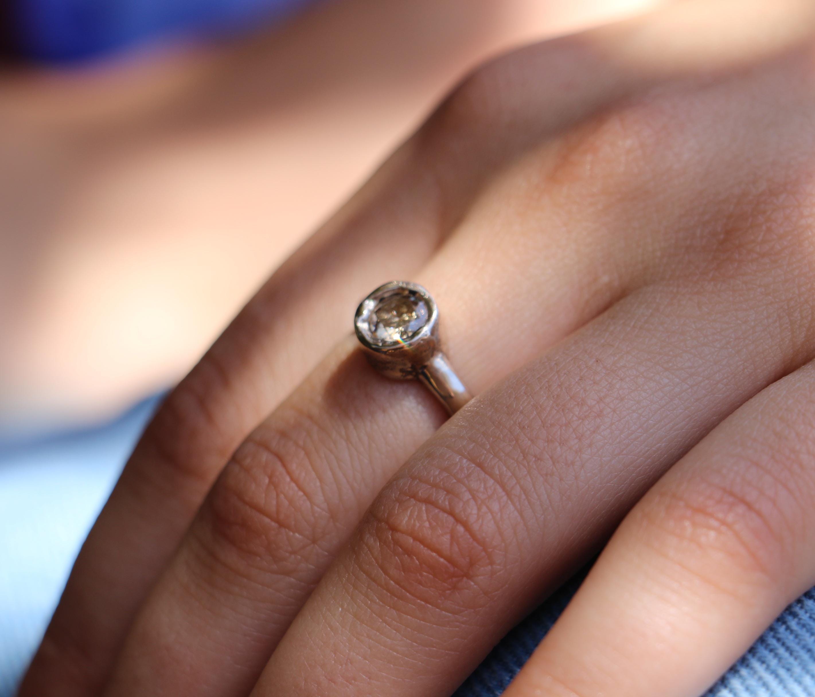 Classic bronze ring with gemstone size 7
