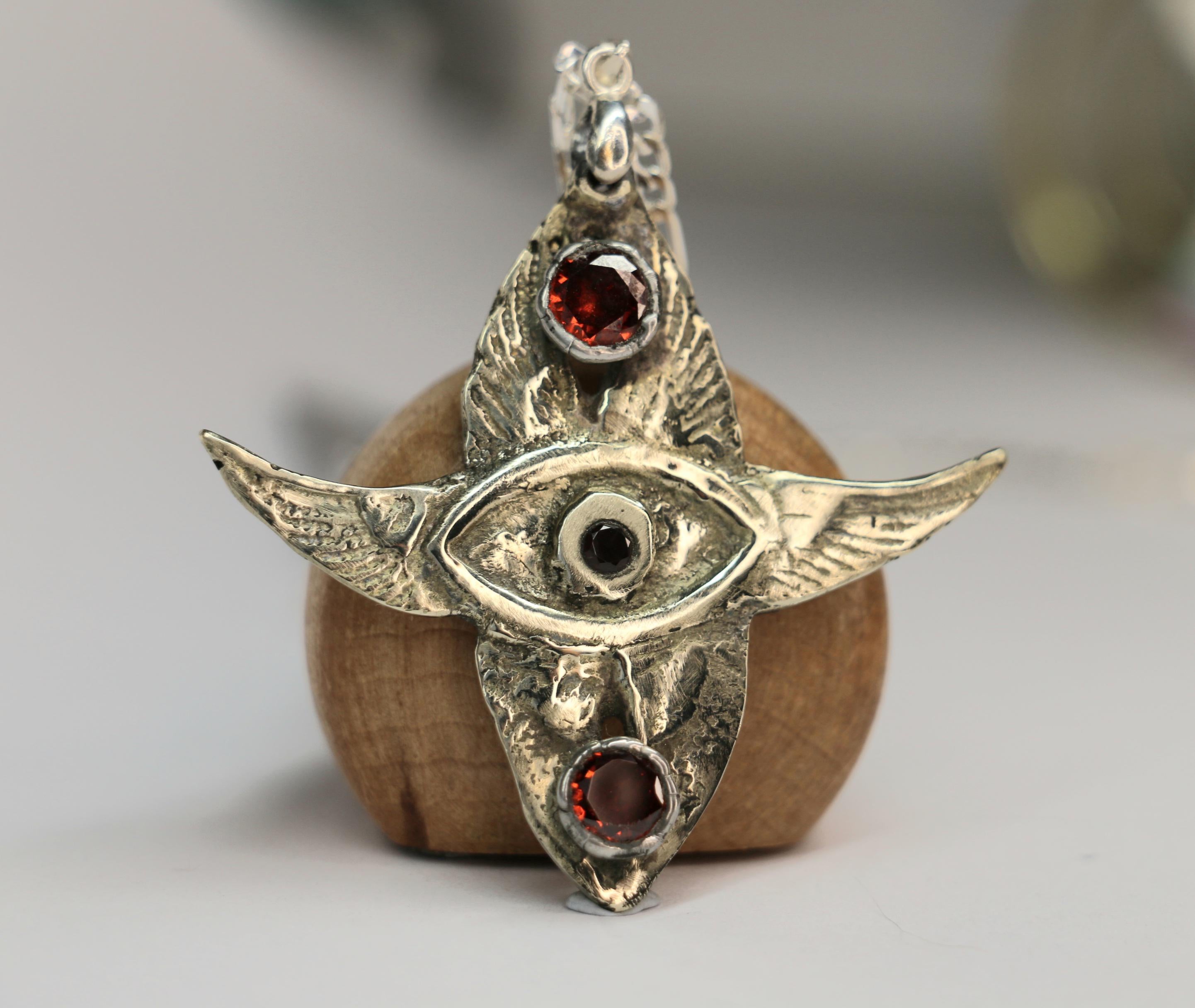 Seraphim bronze necklace with Garnet