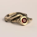 Textured Ring with Lab Garnet, Size 6