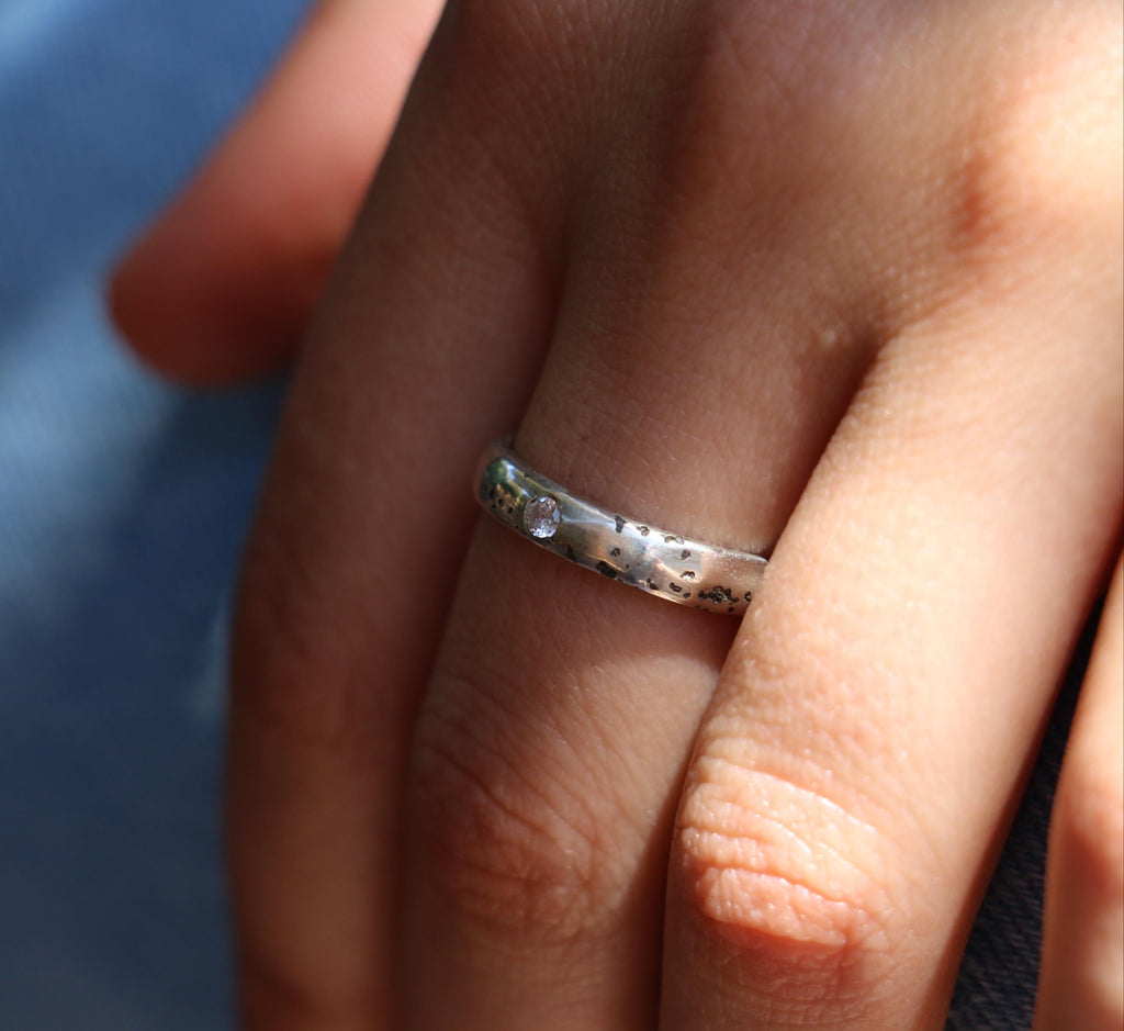 Stirling silver ring with moissanite 7US
