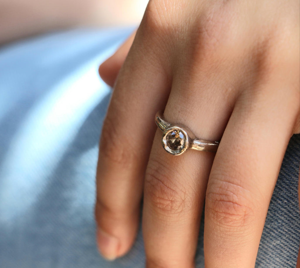 Classic bronze ring with gemstone size 7