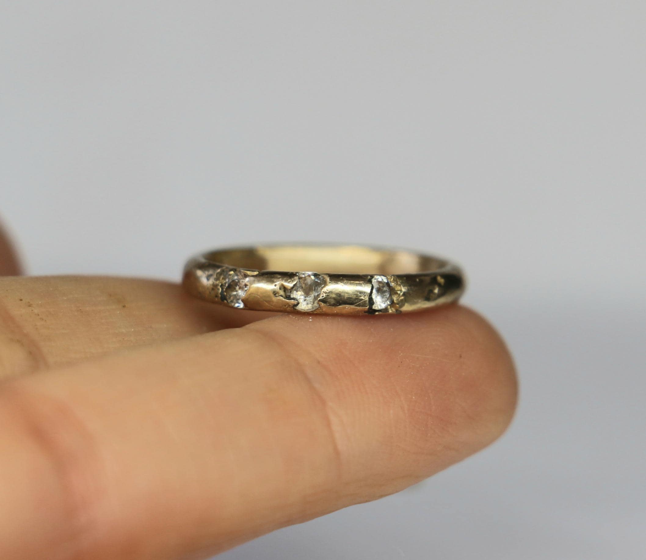 Trinity bronze ring with moissanite size 7