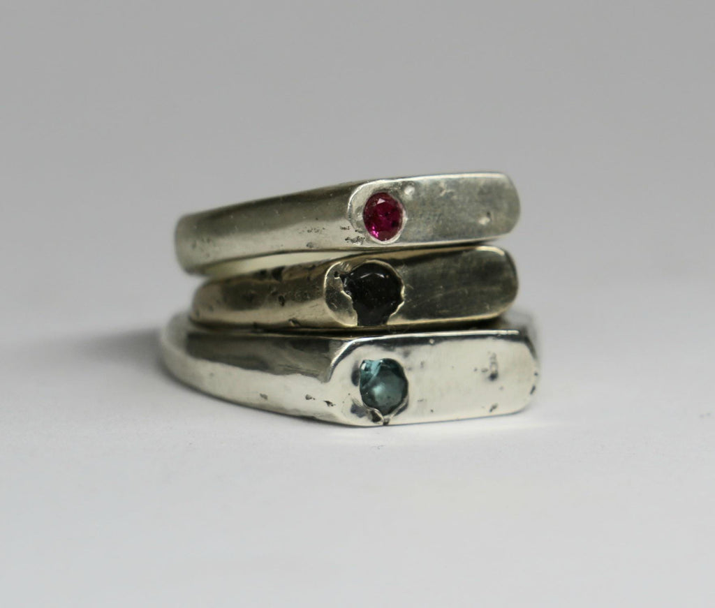 Grace stirling signet ring with gemstone