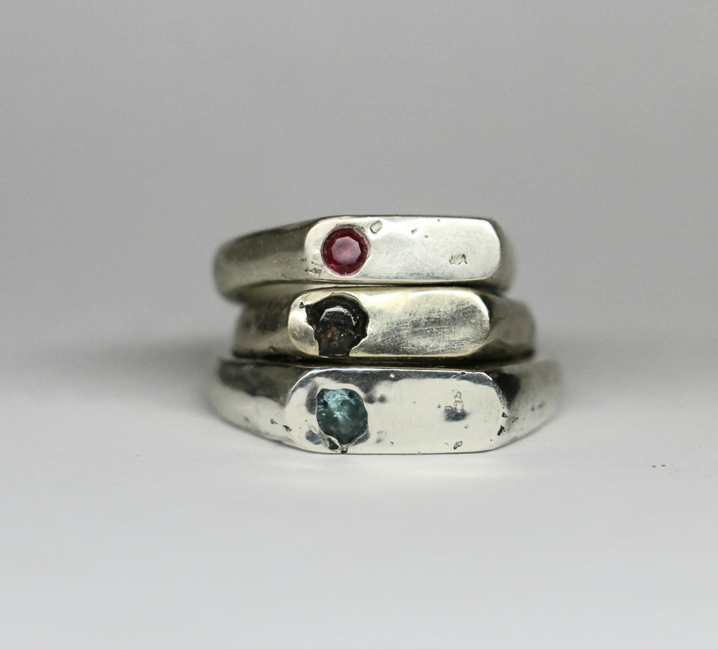 Grace stirling signet ring with gemstone