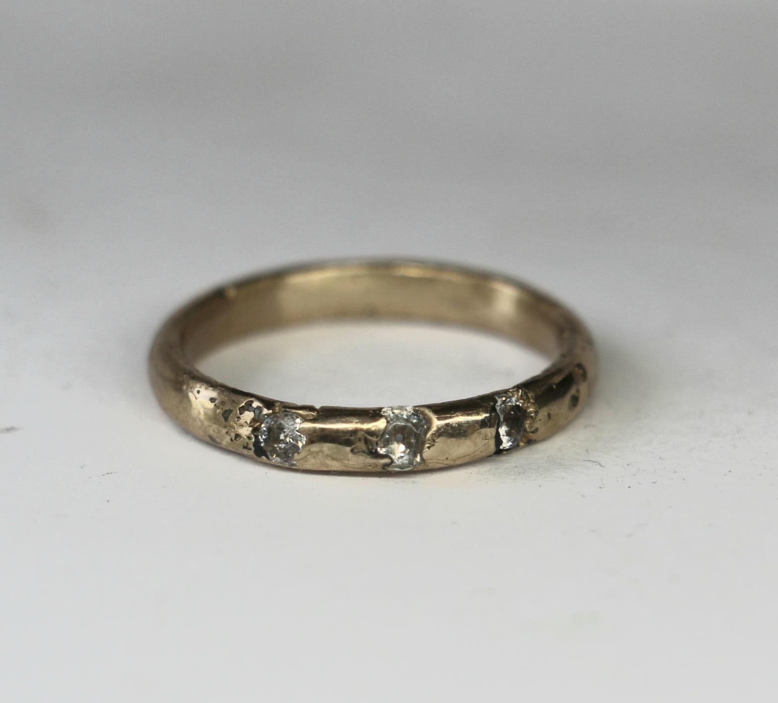 Trinity bronze ring with moissanite size 7