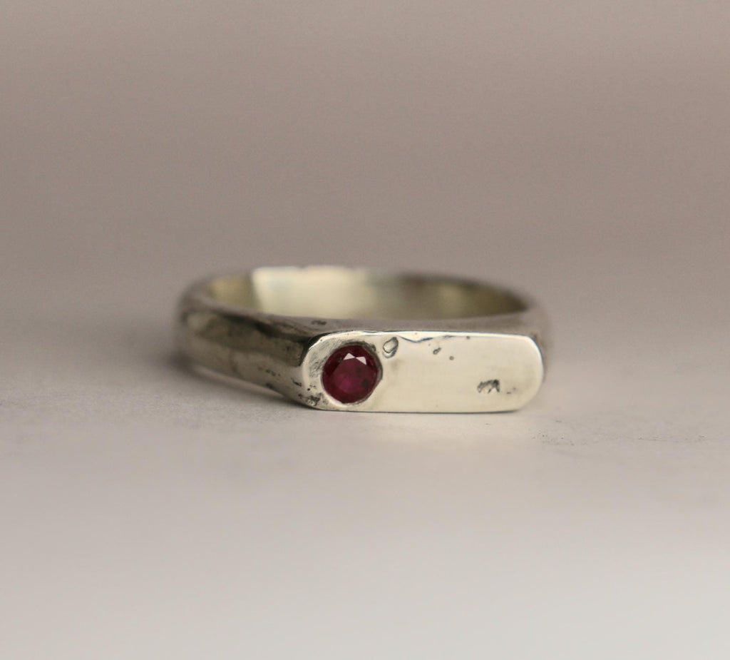 Grace stirling signet ring with gemstone