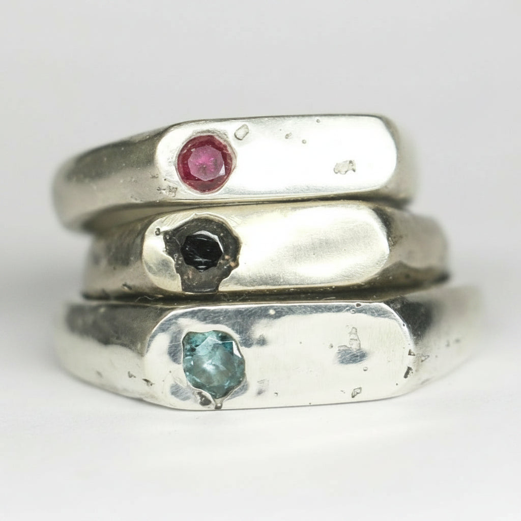 Grace stirling signet ring with gemstone