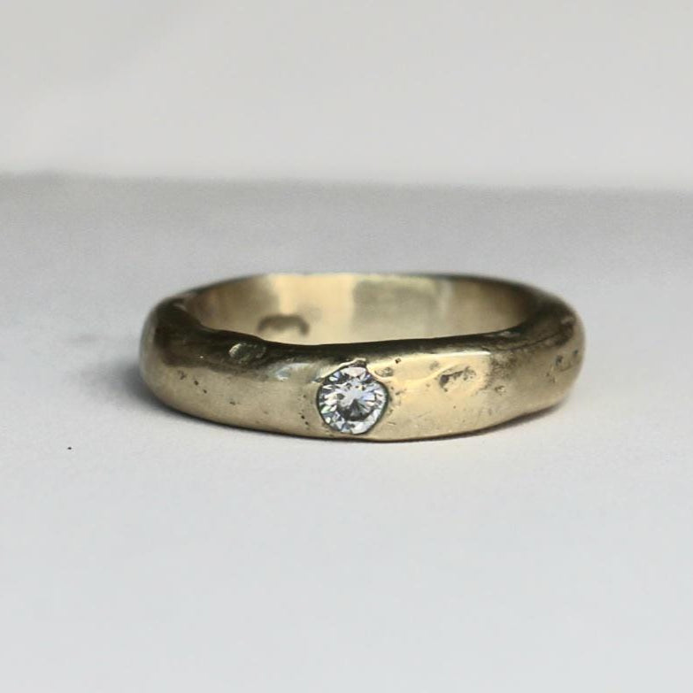 Molten bronze ring with moissanite 4.5
