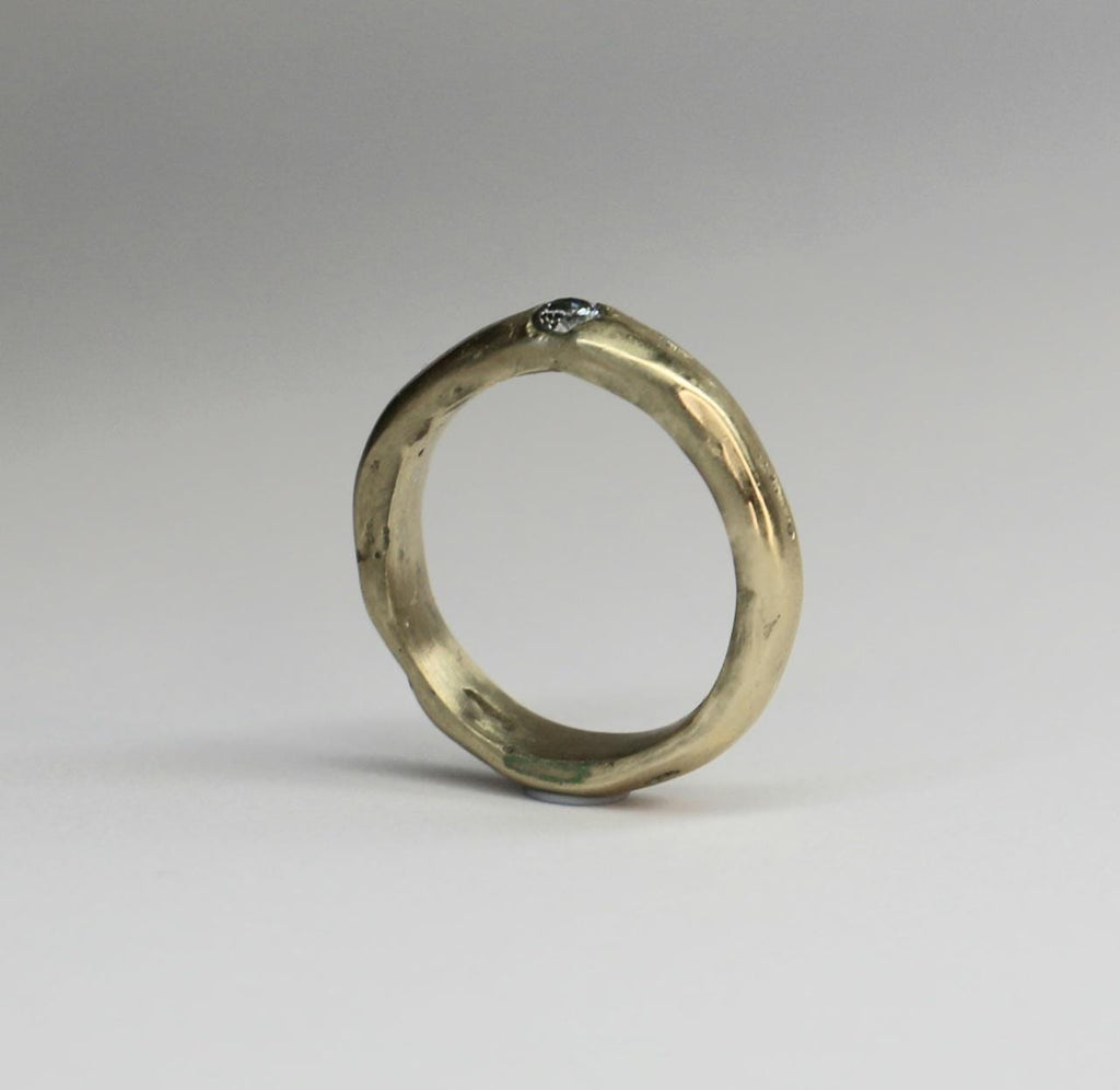 Molten bronze ring with moissanite 4.5