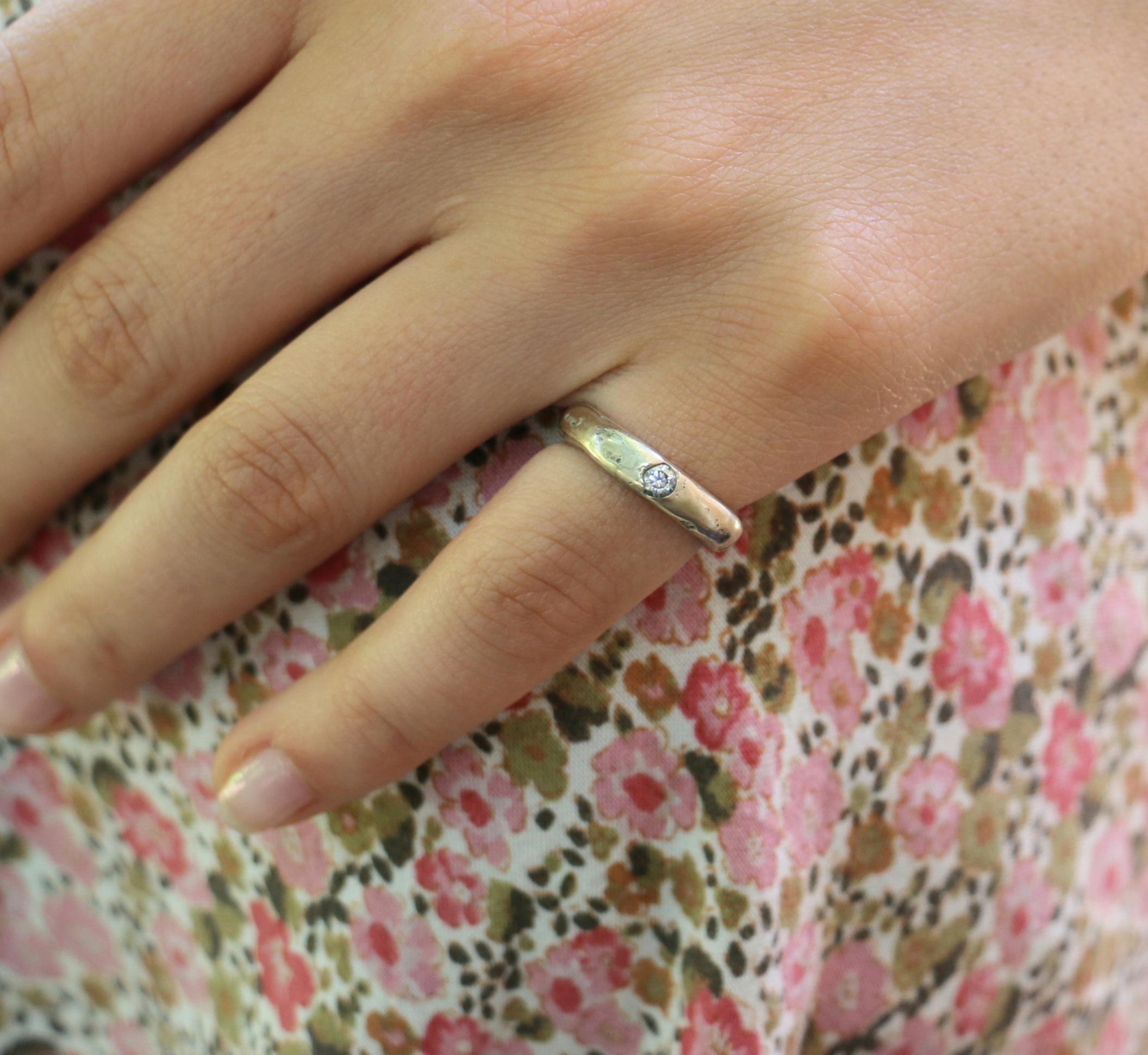 Molten bronze ring with moissanite 4.5