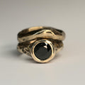 Bronze textured ring with lab onyx size 6