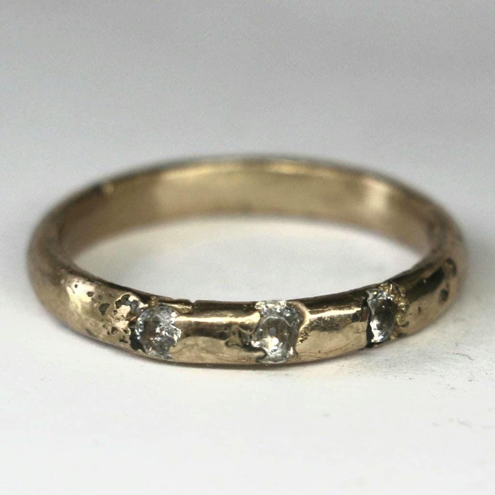 Trinity bronze ring with moissanite size 7